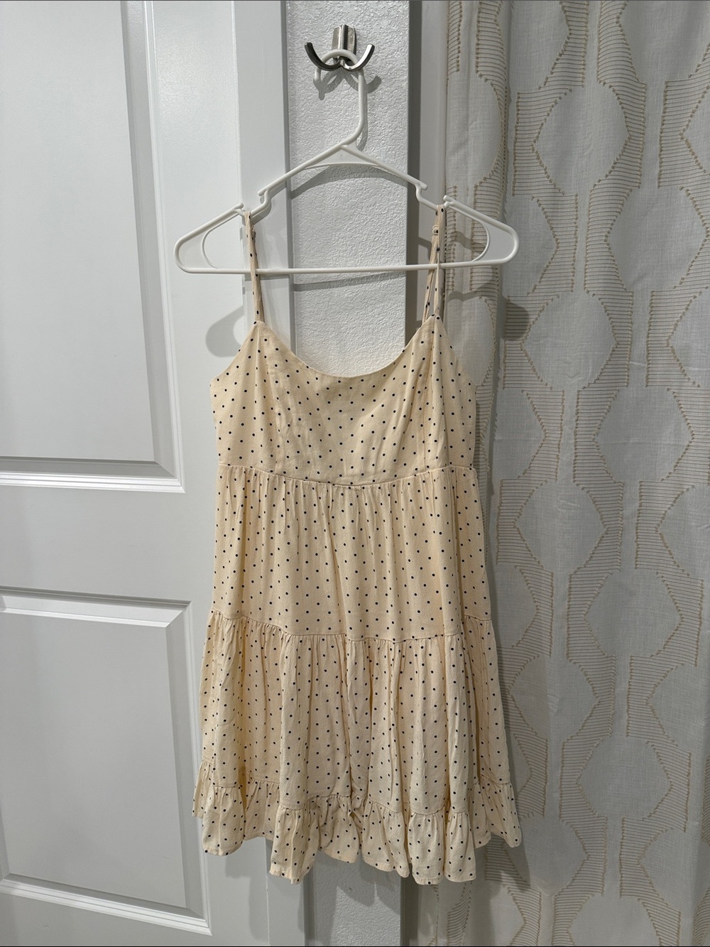 Brandy Melville Cream Spotted Tiered Sundress with Black Dots
